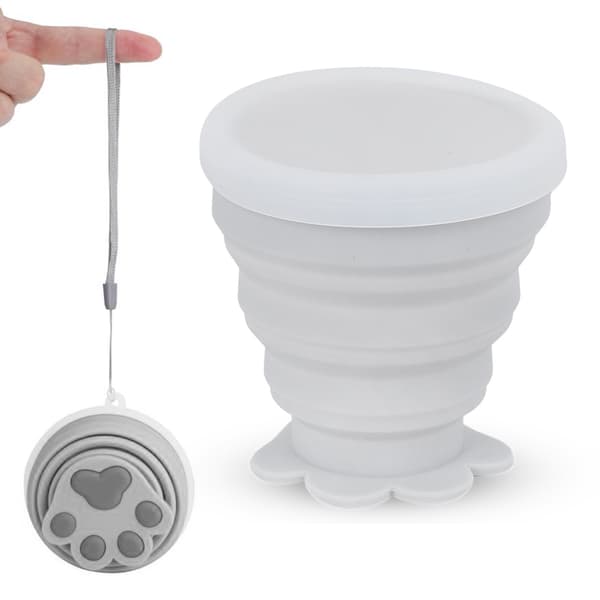 200 ml Vikbar Silikonkopp med Kattklodesign för Utomhuspicknick Camping Resa med Lock