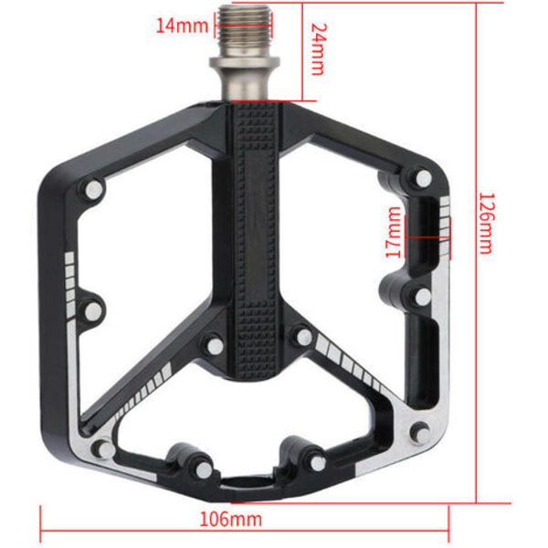 Cykelpedaler, MTB flade pedaler Aluminium kropsform til MTB cykling landevejscykel, sort