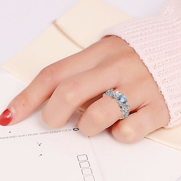 Kvinder kreative blade Design Legering udhulet Rhinestone Ring Charm smykker US 7