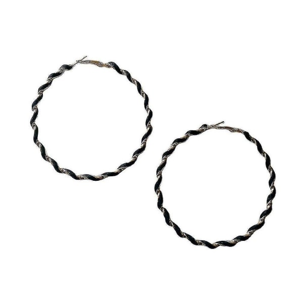 øreringe Geometri Rund Ring Spiral Winding Black Line Twist Alloy smykker til bold