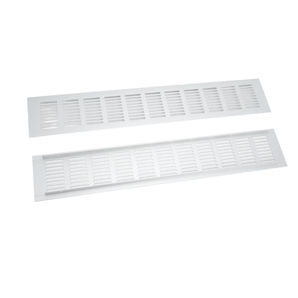 2 stk. luftventilationsrist i aluminiumslegering, rektangulær ventilationsplade til skab, skoskab, skab 80x450mm