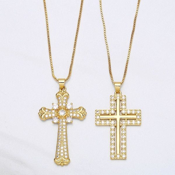 Halskæde Vintage Zircon Cross Fashion smykker Ac9465 A
