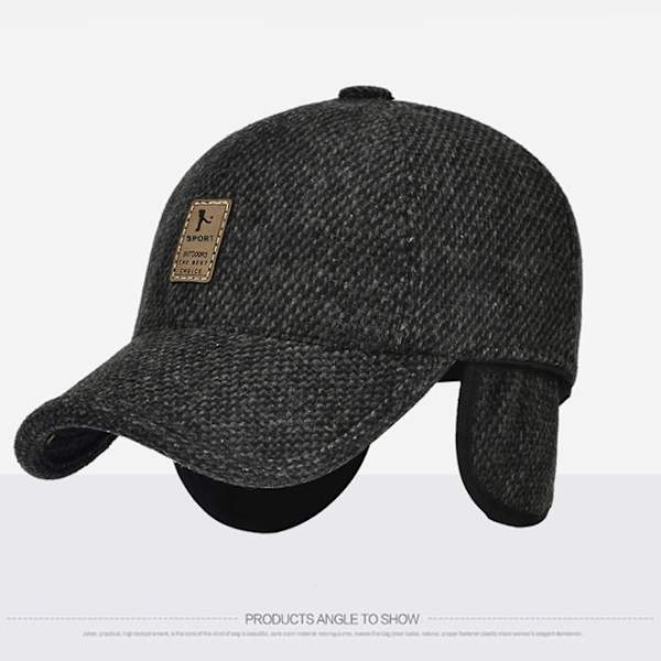 Vinteröronskyddade män cap Snapback cap Hiphop-baseballhattar Dark gray