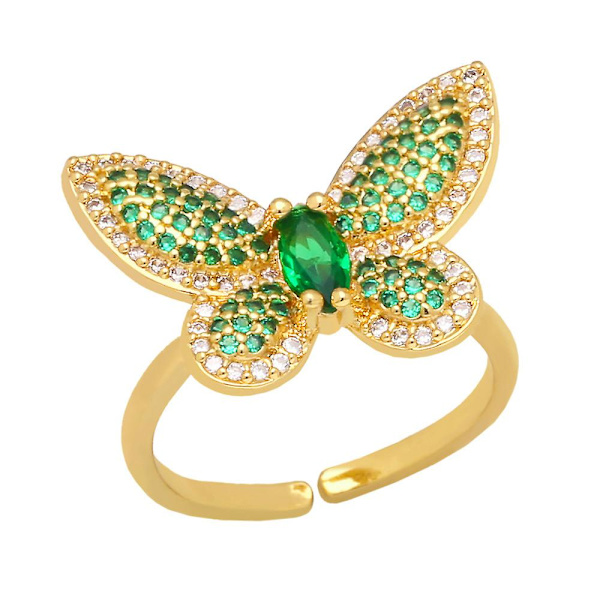 Sormus Vintage Zircon Butterfly Muotikorut Ac8705 Black