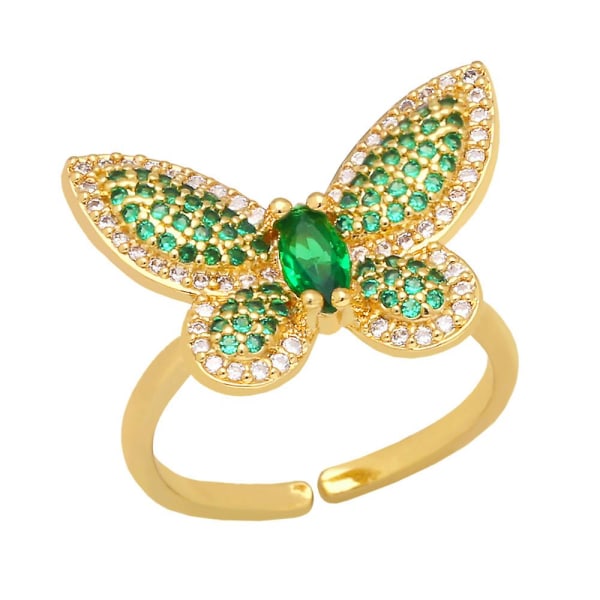 Sormus Vintage Zircon Butterfly Muotikorut Ac8705 Green