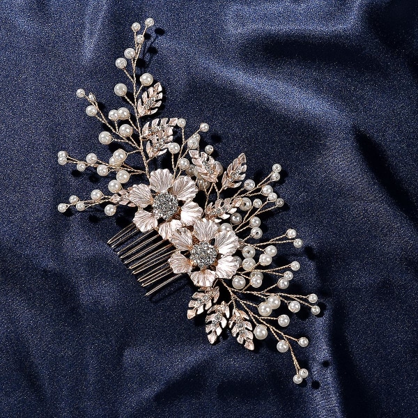 Morsiuskammat Crystal Pearls Häähiustarvike morsiamen kukkaneuleille Gold