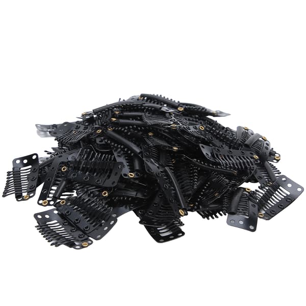 100 stk. 10 Tænder Hår Extensions Clips DIY Hårstykke Rustfrit Stål Sort Snap Clips