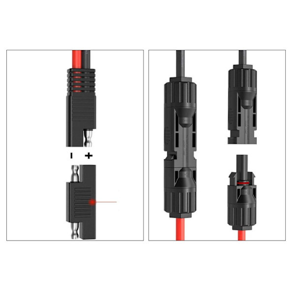 SAE-pistoke MC4-liittimeen sovitinkaapeli power puhdas kupari aurinkosähköinvertterikaapeli 0,6 metriä,