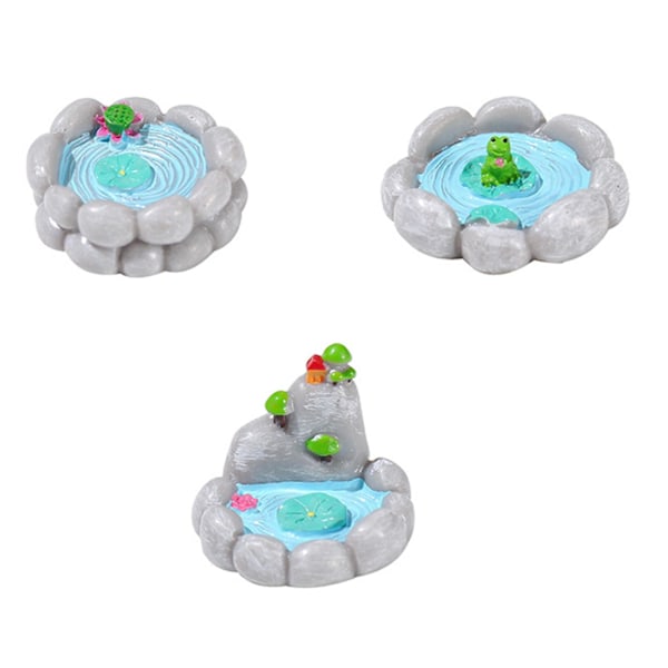 3 X 3 st Poolprydnad Anti-blekning Splittersäker Halkfri bas Hög simulering Lotusblad Blomsterdamm Staty Micro Landscape Supply