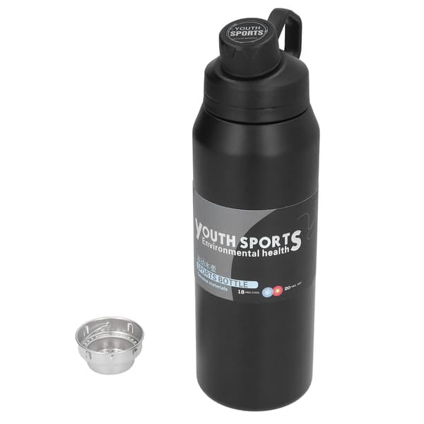 1000ml 304 Rustfrit Stål Isoleret Vandflaske Sort Termisk Bærbar