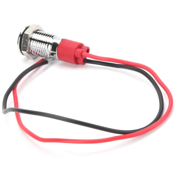 8 mm vanntett LED-indikatorlampe rød ledningskabel