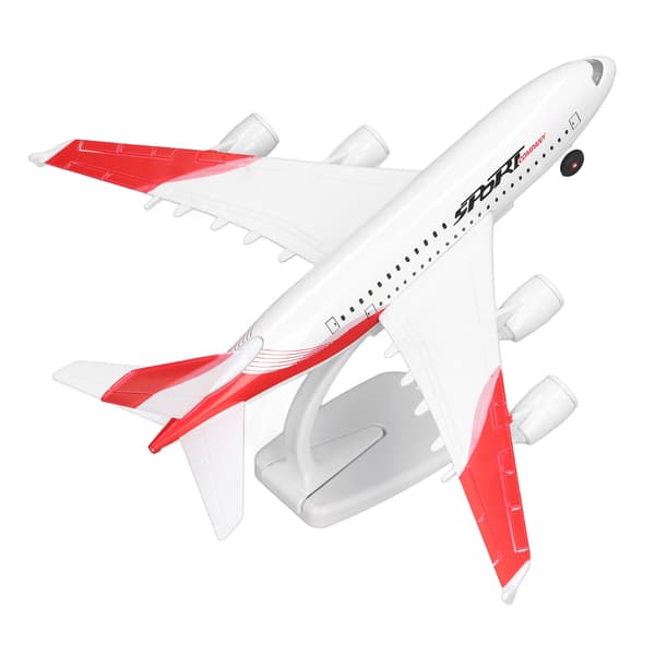 Rød Passagerfly Model Legetøjsfly med 5 Lys Display Stand