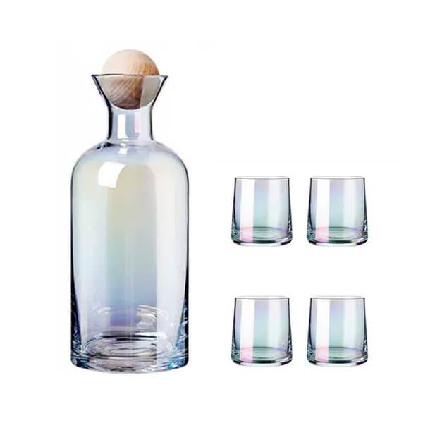 Sängbordskaraffset med 4 Koppar Lock 1200ml Kapacitet Färgglada Dricksglas
