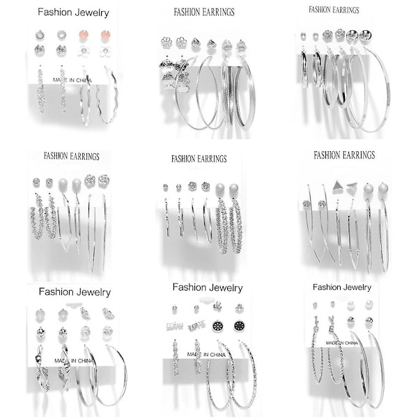 Örhängen Set Hoop Stud Modesmycken B2037 F13280