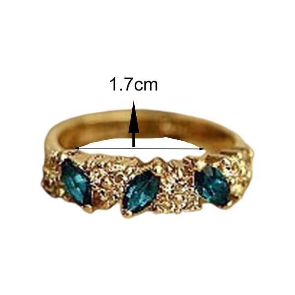 Rhinestone Glat Kvinder Ring Legering Faux Grøn Gem Finger Ring Smykker Tilbehør Golden