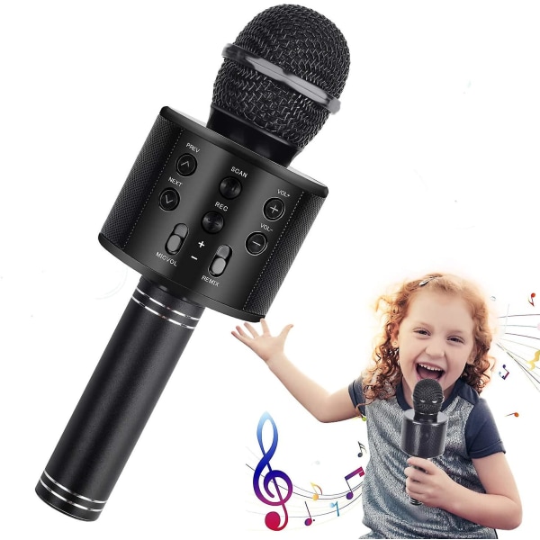 Mikrofoni, langaton Bluetooth karaokemikrofoni lapsille, kannettava 4-in-1-käsimikrofonilaite, kodin KTV-soitin kaiuttimella ja tallentimella