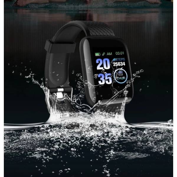 Sport smart armband med stor skärm (svart silver),
