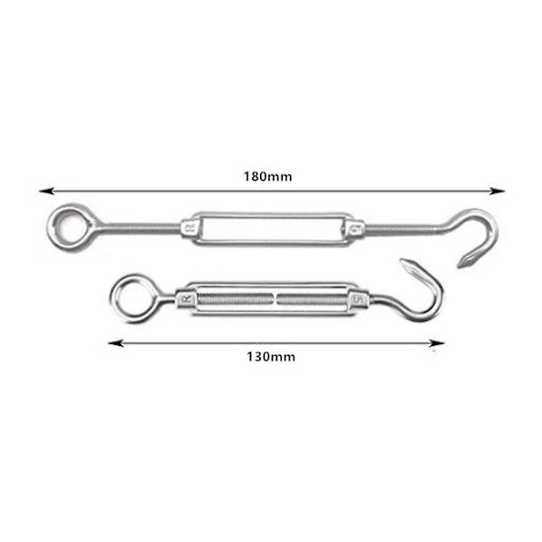 12 Pack M5 trådstrammer Heavy Duty 304 rustfrit stål Justerbar trådstrammer med krog og øje