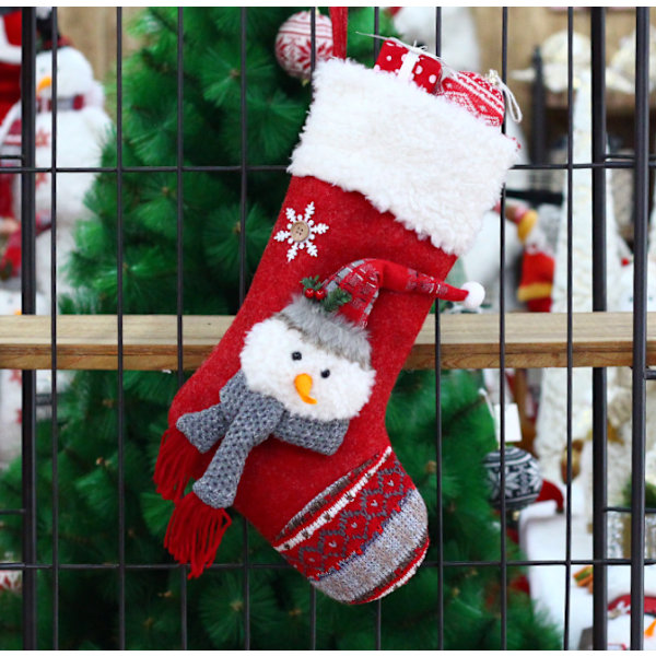 Top Hat Julstrumpor Jul Snögubbe Presentpåse Stor påse Godispåse Strumpor hänge,