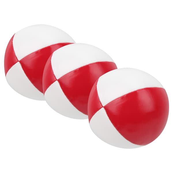 Bärbara jongleringsbollar i PU-läder - set om 3 (röd/vit)