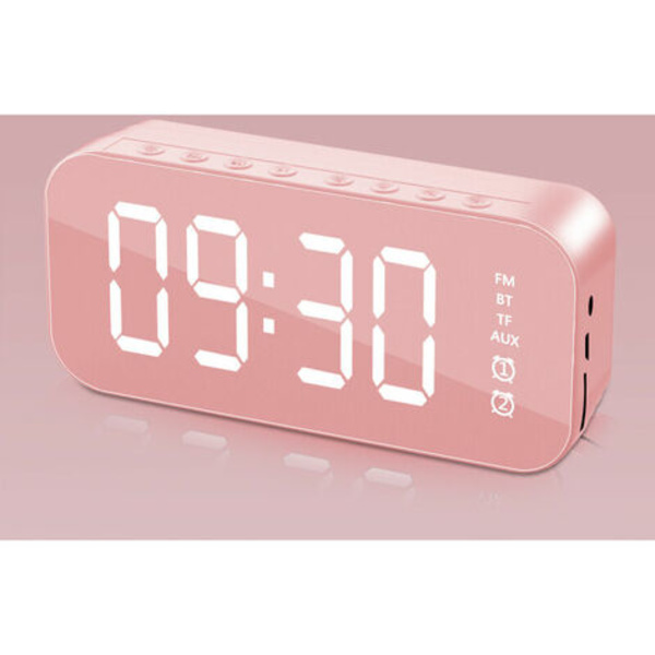 Multifunktionelt LED digitalt vækkeur, pink Bluetooth højttaler