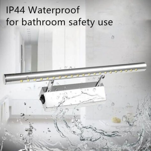 Kylpyhuoneen peilivalo LED 5W valaisinpöytä vedenpitävä IP44 säädettävä 180° kytkimellä ruostumaton teräs Lightin