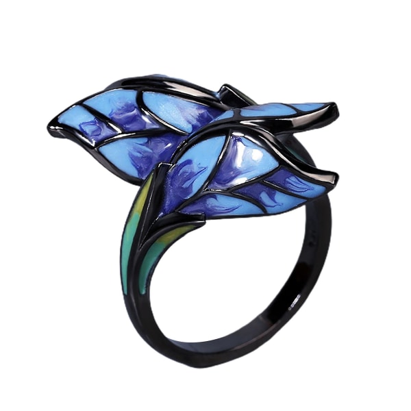 Dekorativ snygg kvinnlig ringgåva Elegant blandad färg Fjärilar Ring Smycken Tillbehör US 10