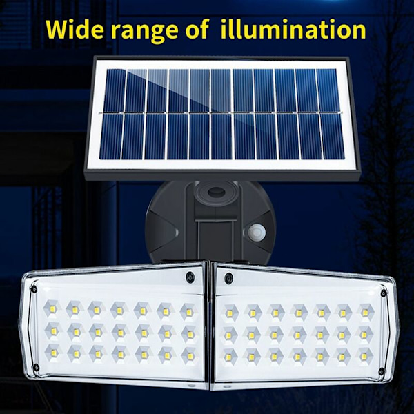 Solar utomhus vägglampa 42LED 100W dubbelhuvud rörelsesensor, för inomhus och utomhus