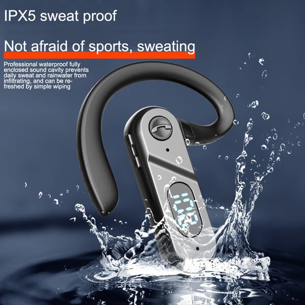 Bluetooth Enkelt Øre Åbent Øre Trådløst Knoglelednings Headset Stemmestyring Digital Batteridisplay
