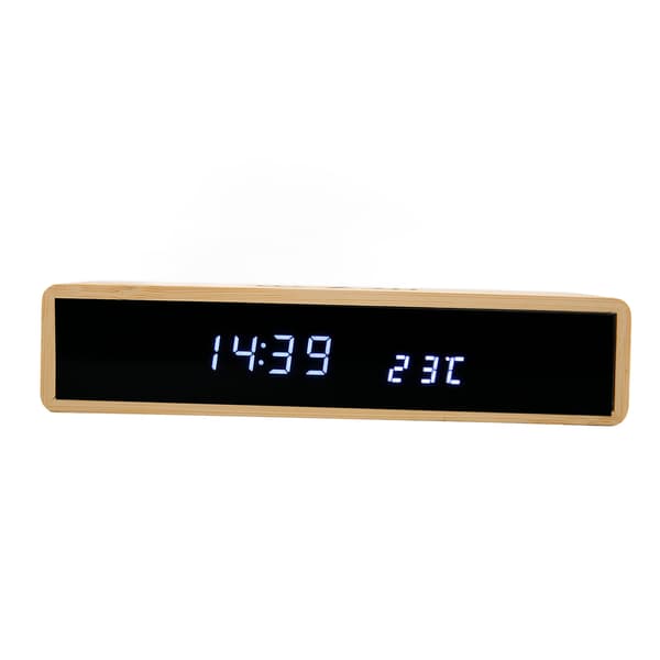 Trådlös Laddning Bambu Digital Väckarklocka Multifunktionell LED-Display Trendig Design
