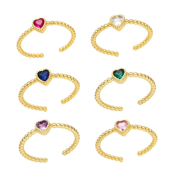 Ring Vintage Zircon Heart Stud Modesmycken Ac10008 Rose