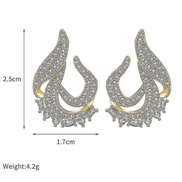 örhängen geometriska överdrivna zirkon guldpläterade strass krönta stora eardrops för fest