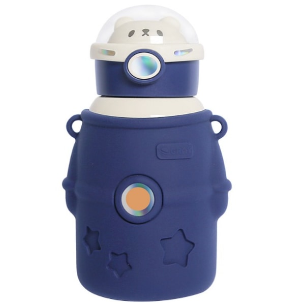Astronaut børneisoleret tumbler med sugerør 304 rustfrit stål studenterkedel (brun (M-6364W blå)