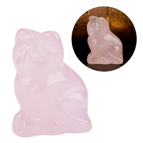 Rose Quartz Kitten Formet Helbredende Krystall Edelsten Dekorasjon