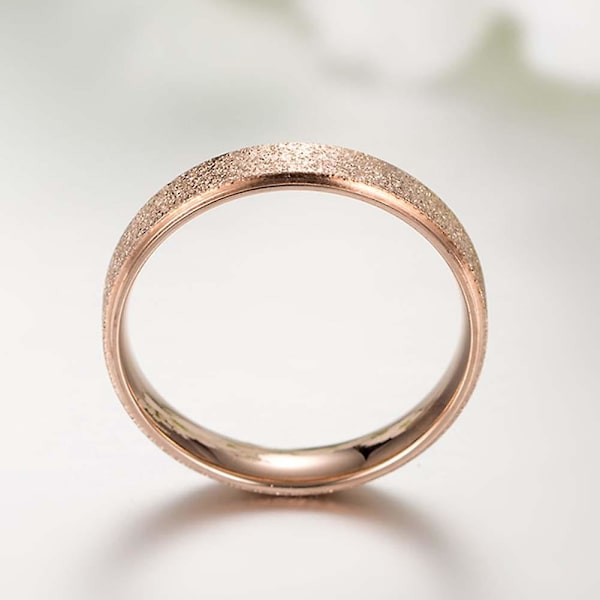 Glitter Matte Slim Band Titanium Stål Finger Ring Brude bryllup smykker gave Rose Gold US 9 4mm