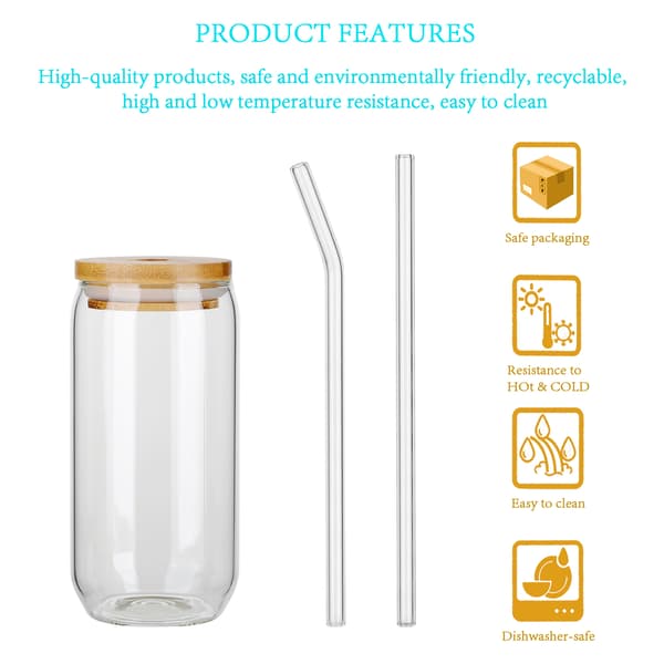 16oz Mason Jars Sett med Bred Munn