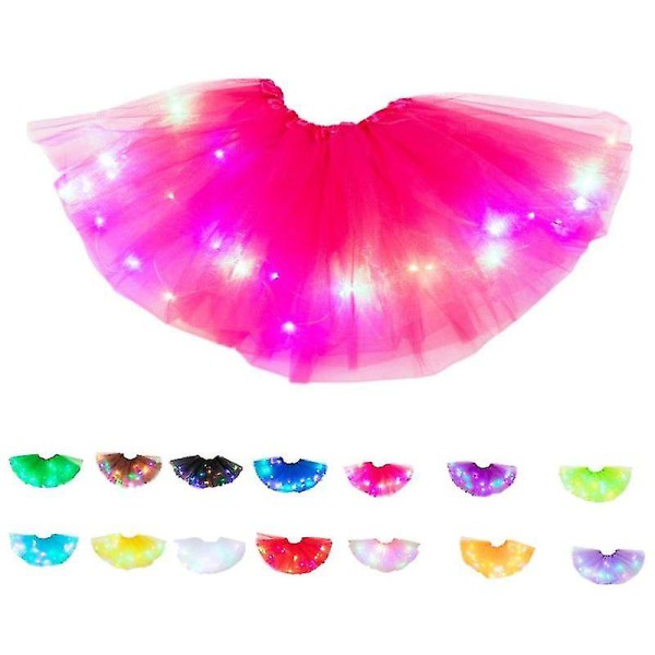 Led Glødende Lys Blomster Prinsesse Tutu Nederdele Piger Fairy Costume Light Up Nederdel white