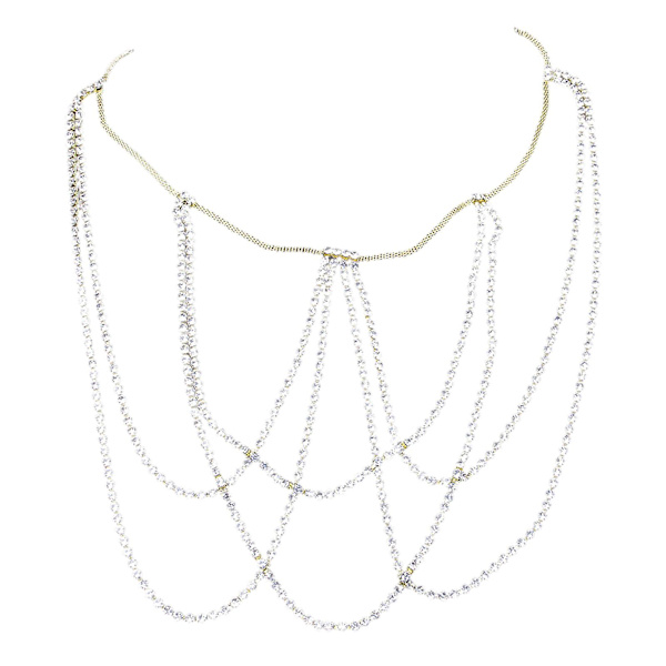 Ben Dekor Layered Body Chain med elastiska stränglegering Strass smycken Gold