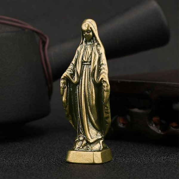 Jungfru Maria Statyett Kristustema Antik stil Heliga Moder Staty Miniatyrer Desktop Ornament för hushåll