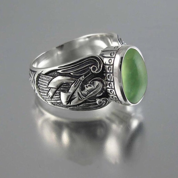 Bred Simple 2 Farver Vintage Ring Kvinder Moonstone Angel Mønster Ring Modesmykker Black US 9
