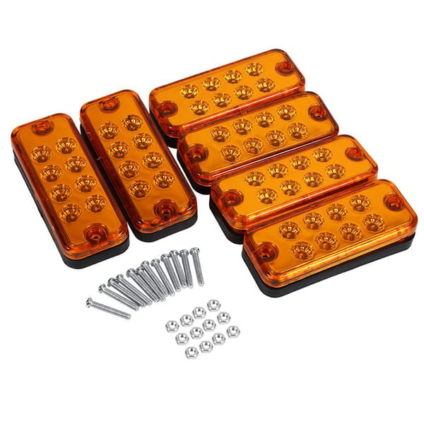 6 LED sidemarkeringslys gule lastbil trailer indikatorlamper