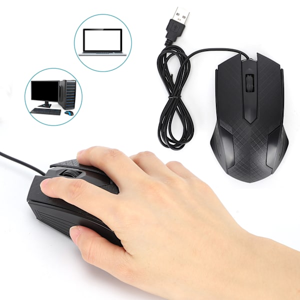 Sort Kablet Professionel Bærbar Kontor Computermus 2400DPI Ergonomisk Design Q57