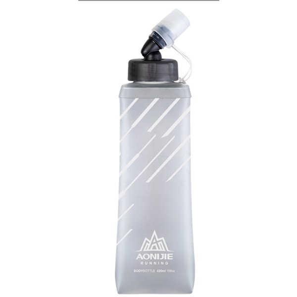 Vattenflaska Plasticitetsvattenflaska Två hopfällbara rinnande vattenflaskor med cover (silvergrå) 420ml