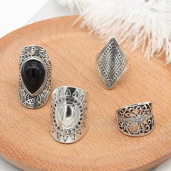 4 stk/sæt Bohemian Style Unisex Ring Slidfast letvægts Super Cool Fidget Ring til fest