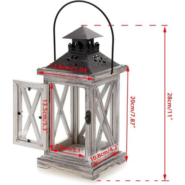 Dekorativ lykta Rustik träljusstake Ljuslykta Hängande lykta Ljusstakar Vintage Farmhouse Wall Lant