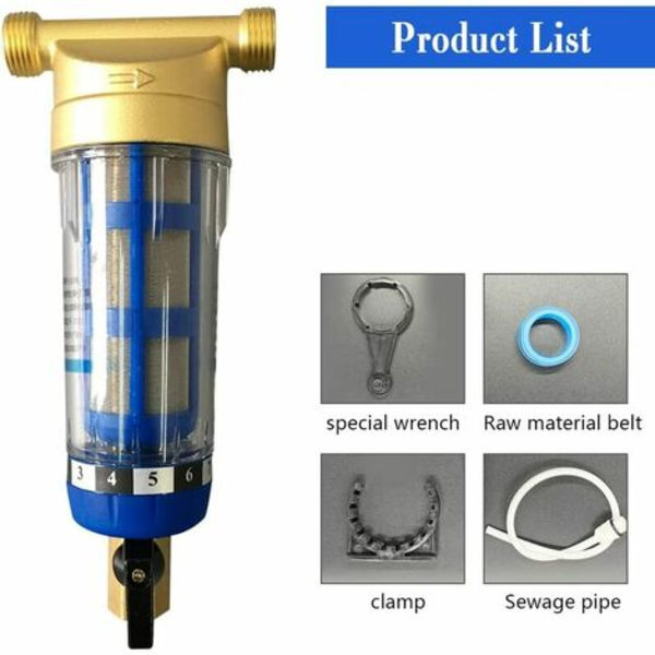 40 Micron Spin Down Sediment Vandfilter, Sediment Vandfilter Eksterne gevind Vand Forfilter Brønd Vandrør Sedim