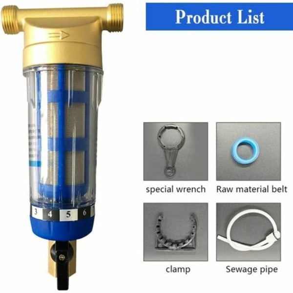 40 Micron Spin Down Sediment Vattenfilter, Sediment Vattenfilter Externa gängor Vatten Förfilter Brunn Vattenrör Sedim