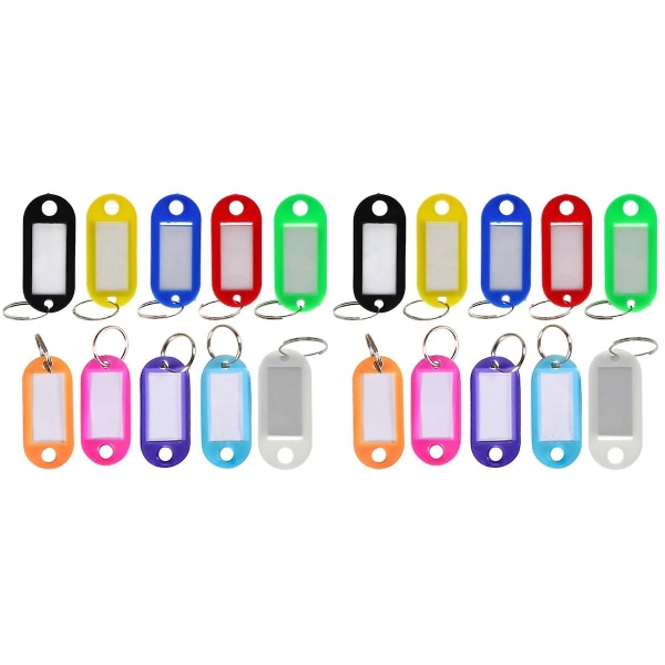 100 st Pp Plastnyckellappar Färgglada nyckeletiketter med ring Användbara bagageetiketter Bagage Handväska ID-etiketter Nyckelbrickor med behållare