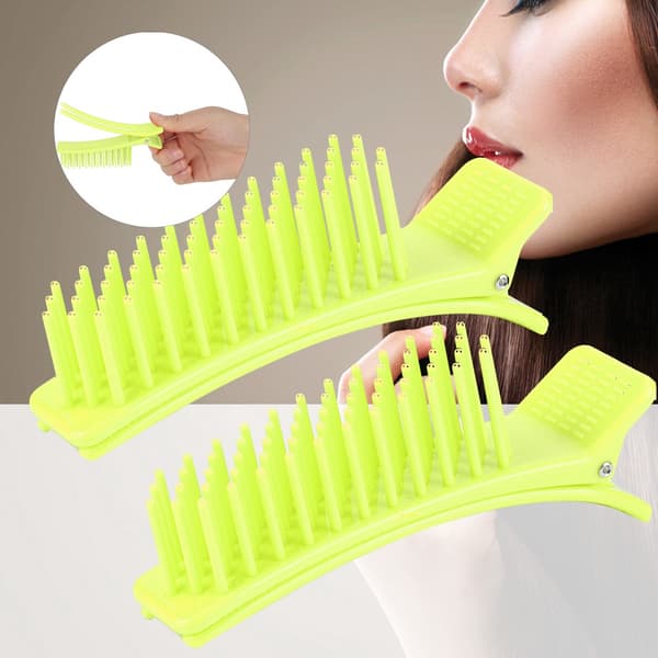 Fluorescerande Grön Hårsektioneringsklämma Stylinggrepp 2-pack