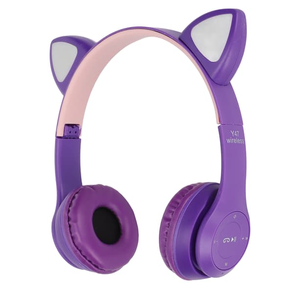 Tecknade Kattöron Bluetooth Headset Stabil Stereo Trådlöst BT Headset för Tjejer